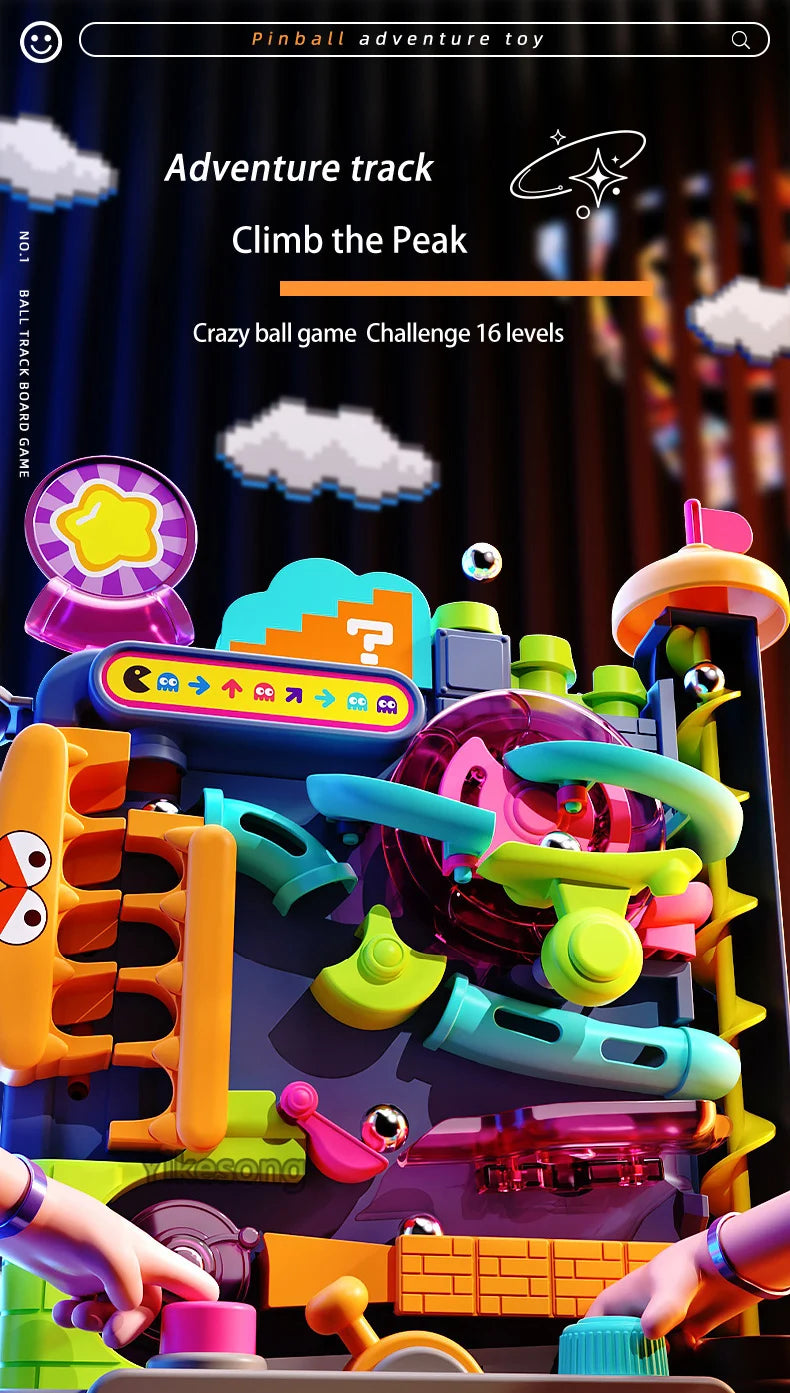 Educational Montessori Toy Multi-Layer Track Adventure Game Rail Rolling Ball Model Interactive Brain for Children Kids