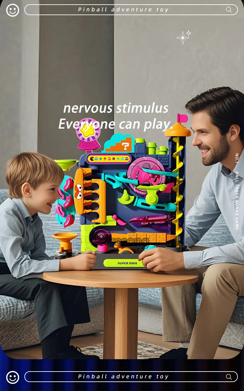 Educational Montessori Toy Multi-Layer Track Adventure Game Rail Rolling Ball Model Interactive Brain for Children Kids