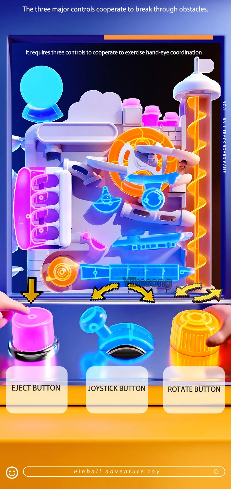 Educational Montessori Toy Multi-Layer Track Adventure Game Rail Rolling Ball Model Interactive Brain for Children Kids