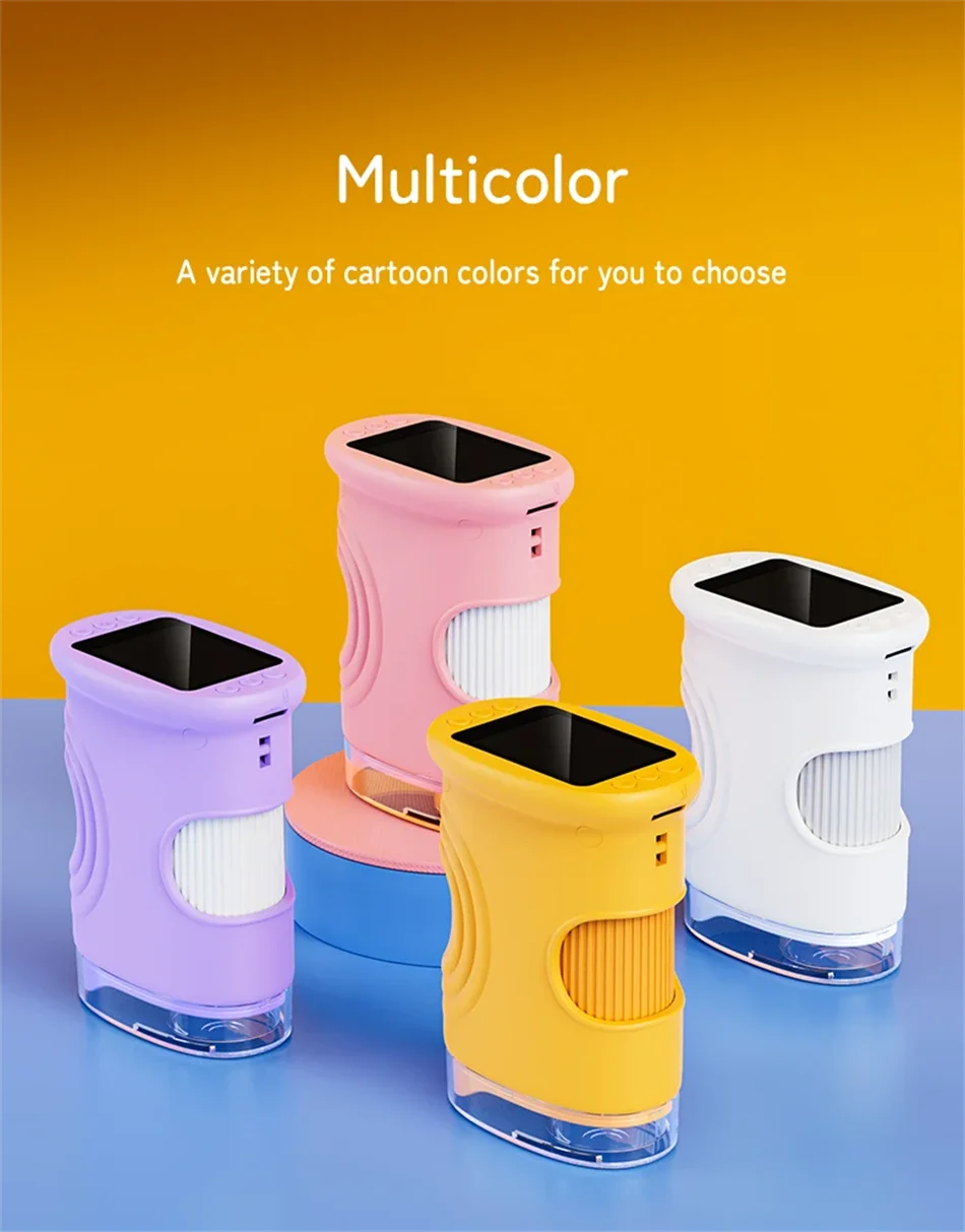 1000X Handheld Microscope for Kids 2.0" Screen Rechargeable Mini Pocket Digital Microscopes Portable Edu Gift Children Students