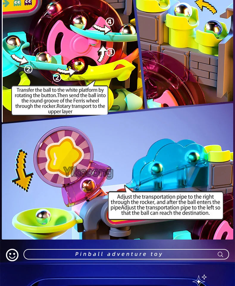 Educational Montessori Toy Multi-Layer Track Adventure Game Rail Rolling Ball Model Interactive Brain for Children Kids