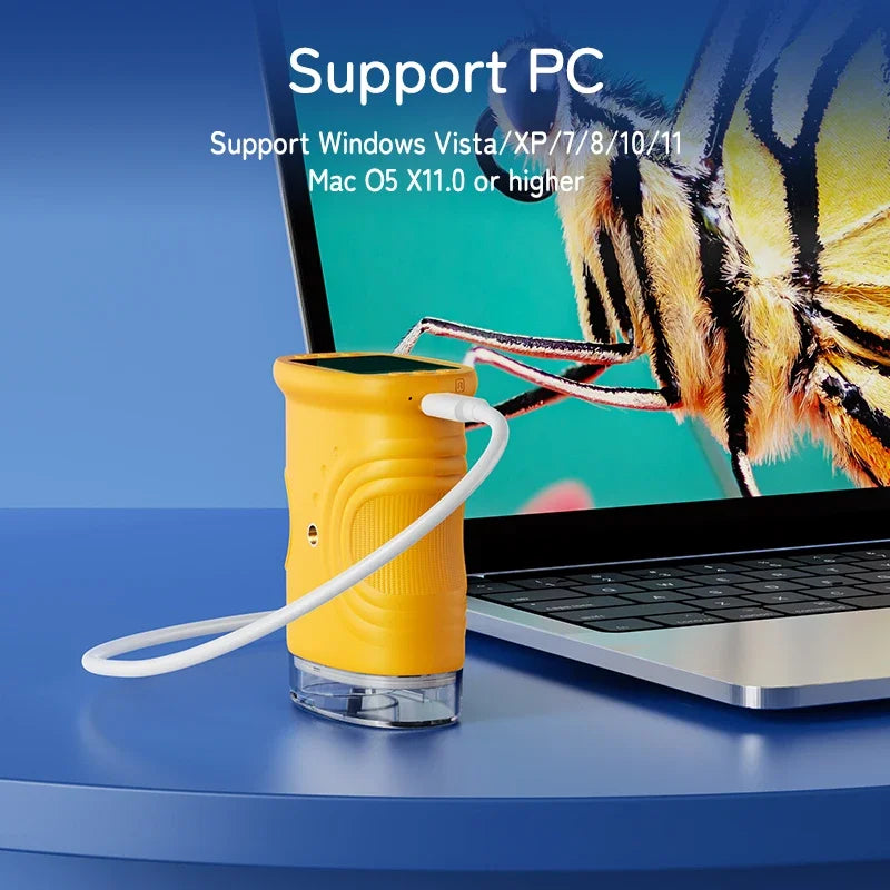 1000X Handheld Microscope for Kids 2.0" Screen Rechargeable Mini Pocket Digital Microscopes Portable Edu Gift Children Students