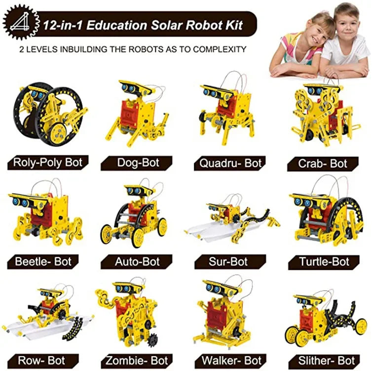 12 in 1 Science Experiment Solar Robot Toy DIY Building Powered Learning Tool Education Robots Technological Gadgets Kit for Kid