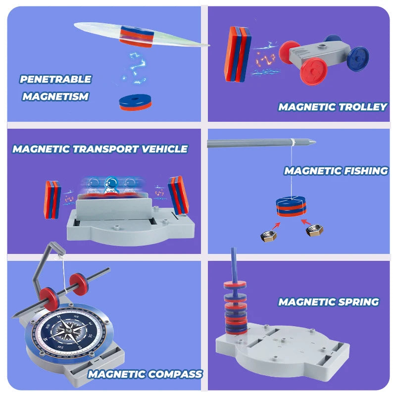 12 IN 1 Magnetic Science Making Material Kit Physical Experiment Explore Interest Cultivation Learning Educational Toys for Kids