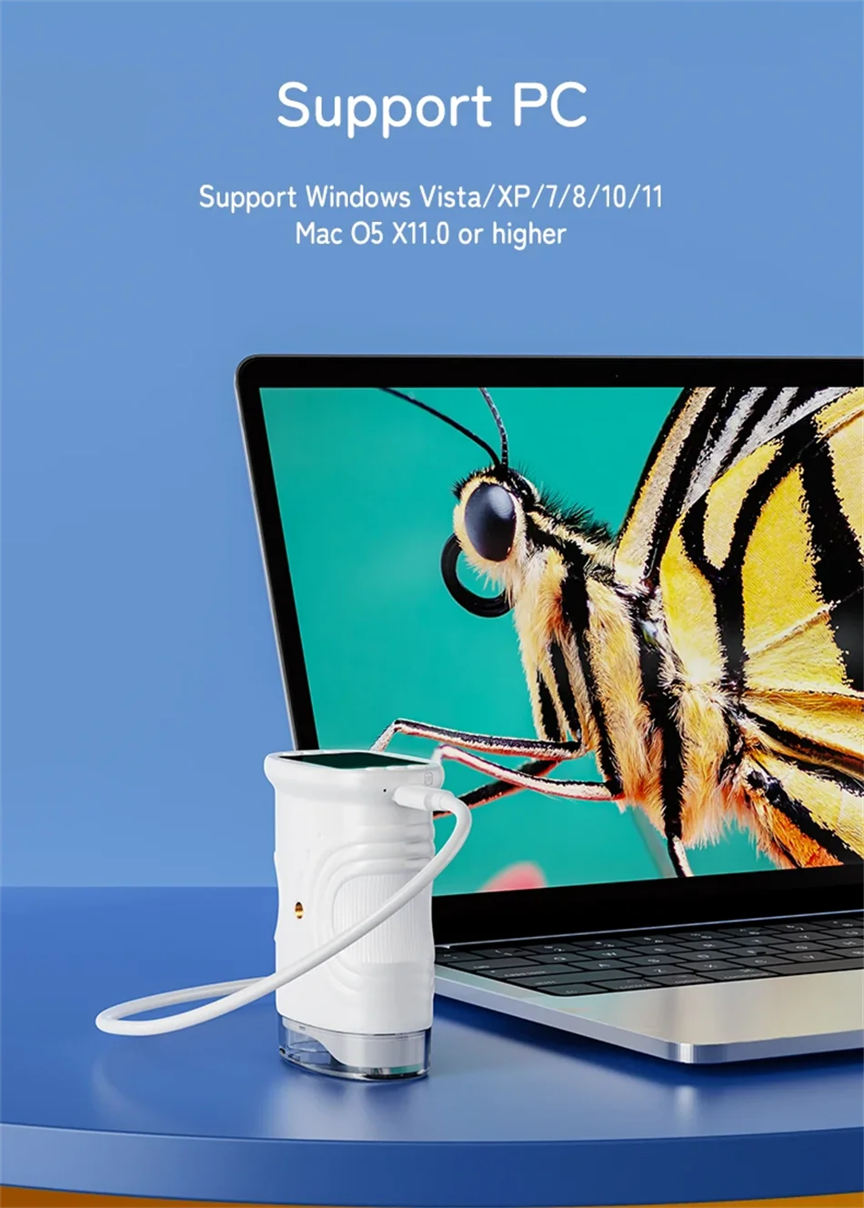 1000X Handheld Microscope for Kids 2.0" Screen Rechargeable Mini Pocket Digital Microscopes Portable Edu Gift Children Students