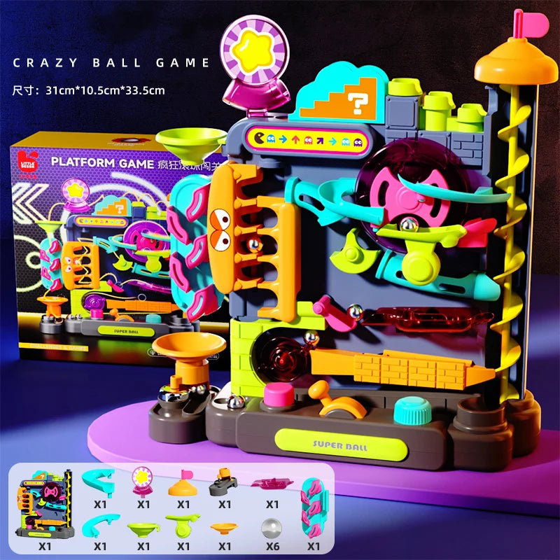 Educational Montessori Toy Multi-Layer Track Adventure Game Rail Rolling Ball Model Interactive Brain for Children Kids