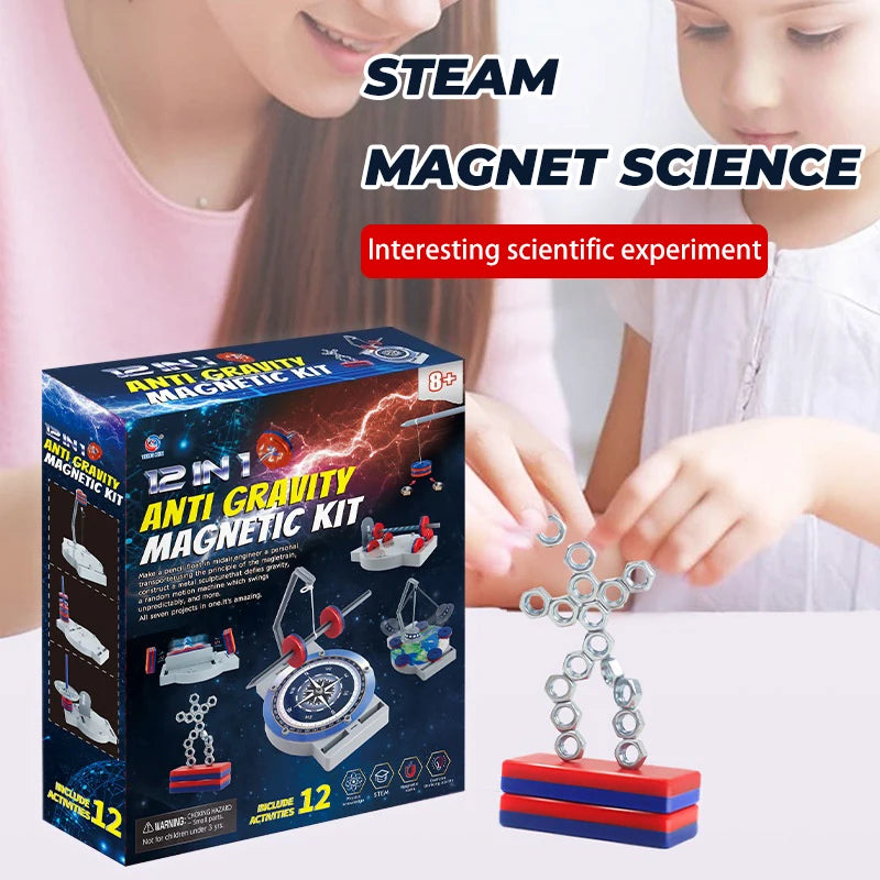 12 IN 1 Magnetic Science Making Material Kit Physical Experiment Explore Interest Cultivation Learning Educational Toys for Kids