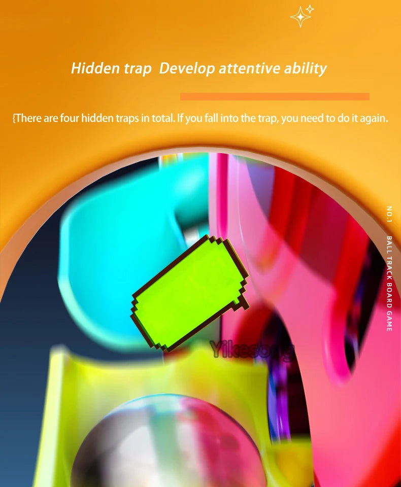 Educational Montessori Toy Multi-Layer Track Adventure Game Rail Rolling Ball Model Interactive Brain for Children Kids