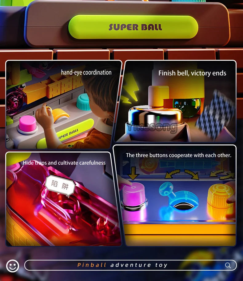 Educational Montessori Toy Multi-Layer Track Adventure Game Rail Rolling Ball Model Interactive Brain for Children Kids