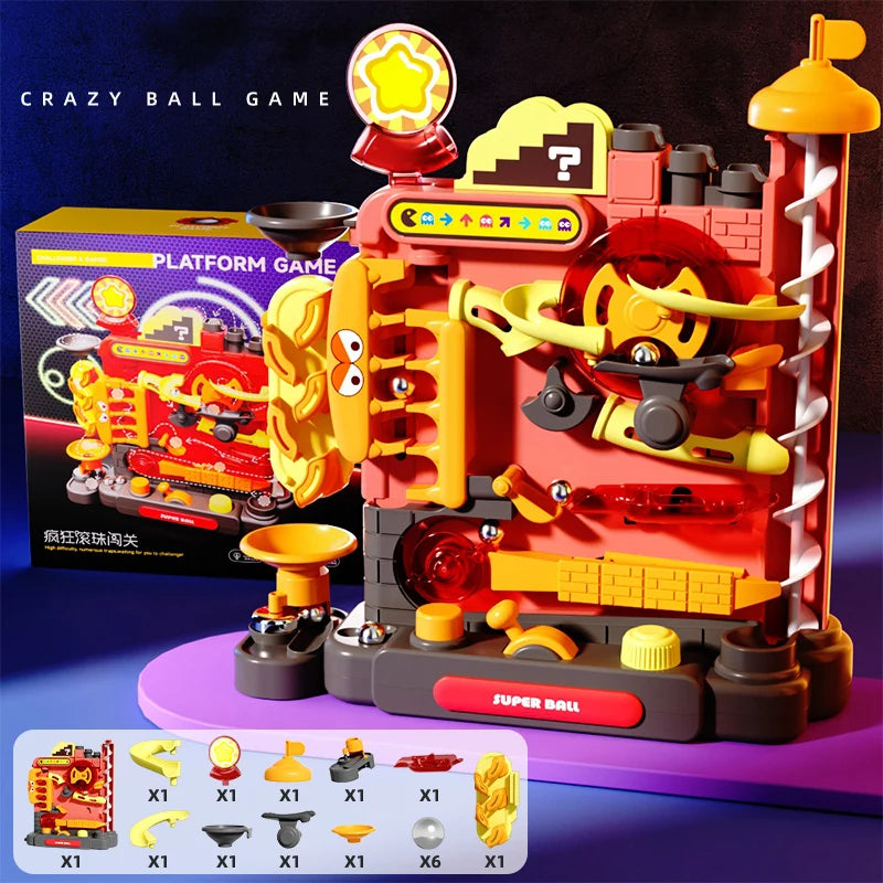 Educational Montessori Toy Multi-Layer Track Adventure Game Rail Rolling Ball Model Interactive Brain for Children Kids