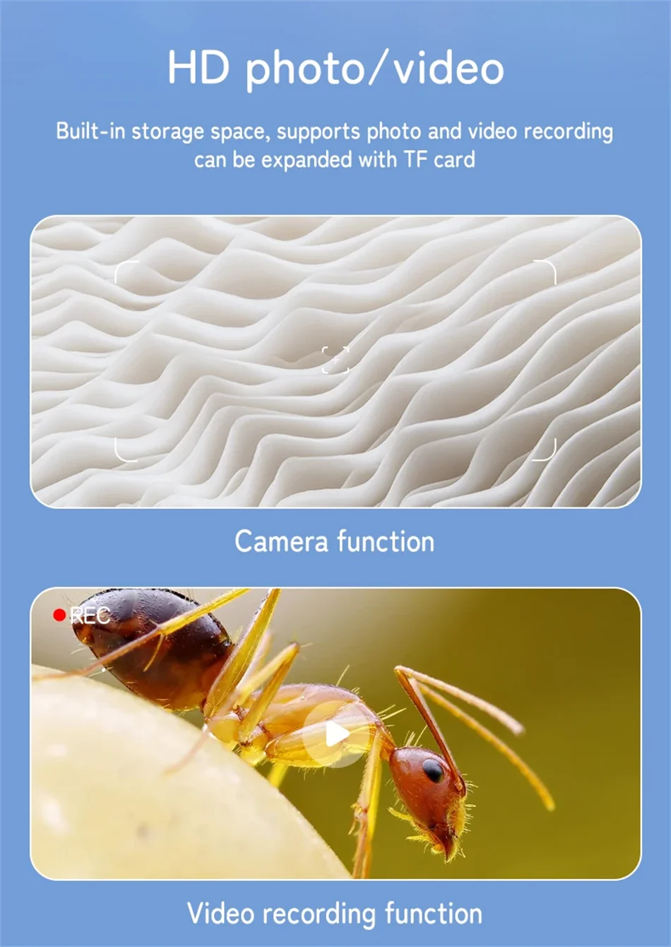 1000X Handheld Microscope for Kids 2.0" Screen Rechargeable Mini Pocket Digital Microscopes Portable Edu Gift Children Students