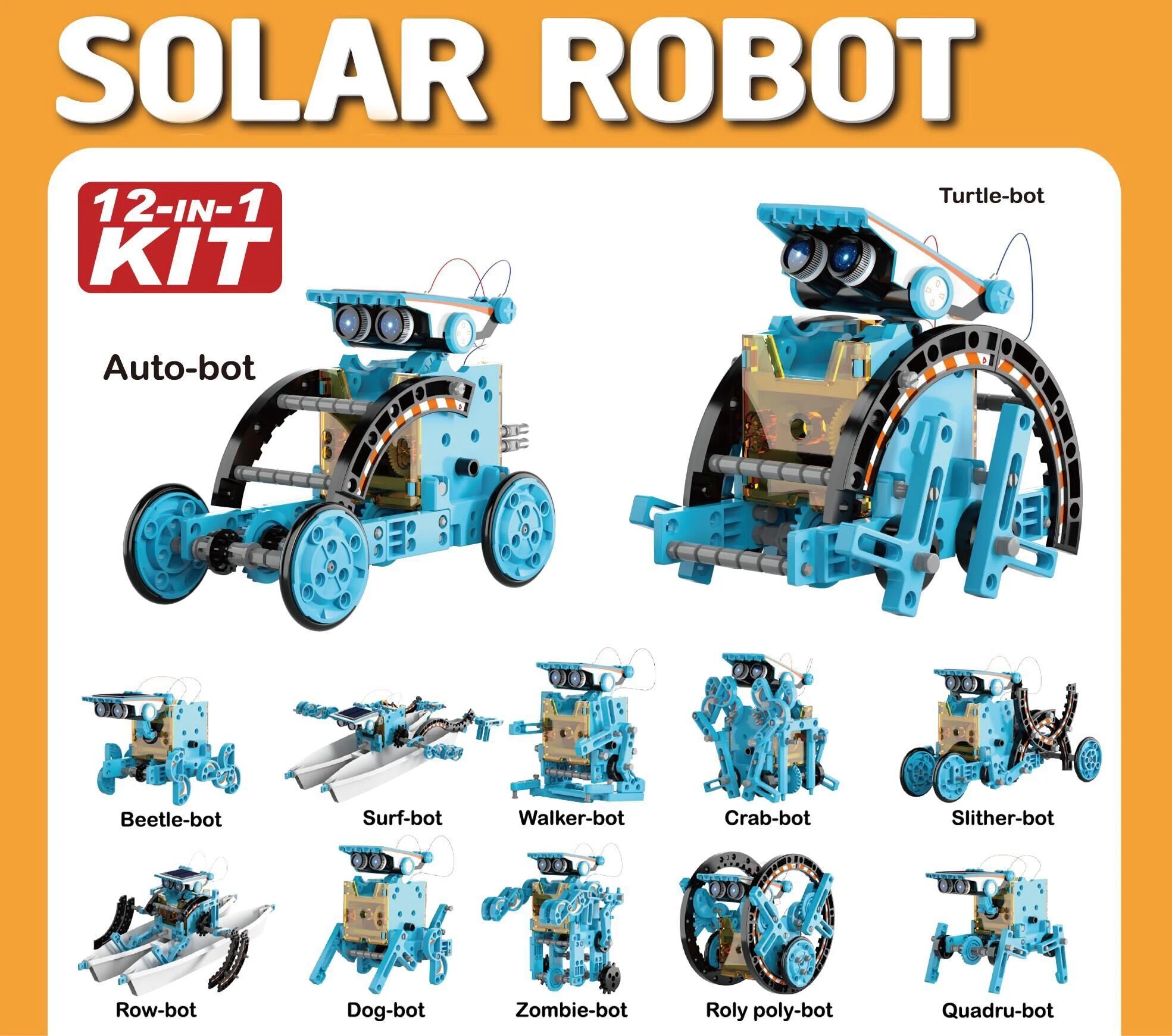 12 in 1 Science Experiment Solar Robot Toy DIY Building Powered Learning Tool Education Robots Technological Gadgets Kit for Kid