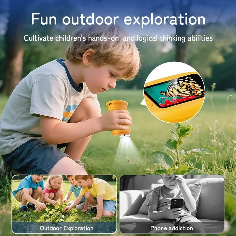 1000X Handheld Microscope for Kids 2.0" Screen Rechargeable Mini Pocket Digital Microscopes Portable Edu Gift Children Students