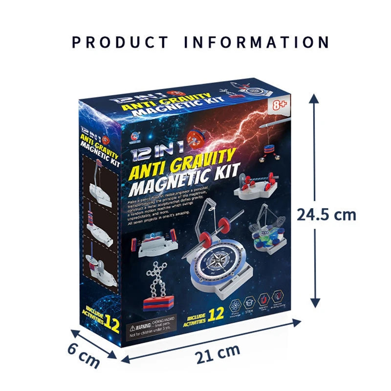 12 IN 1 Magnetic Science Making Material Kit Physical Experiment Explore Interest Cultivation Learning Educational Toys for Kids
