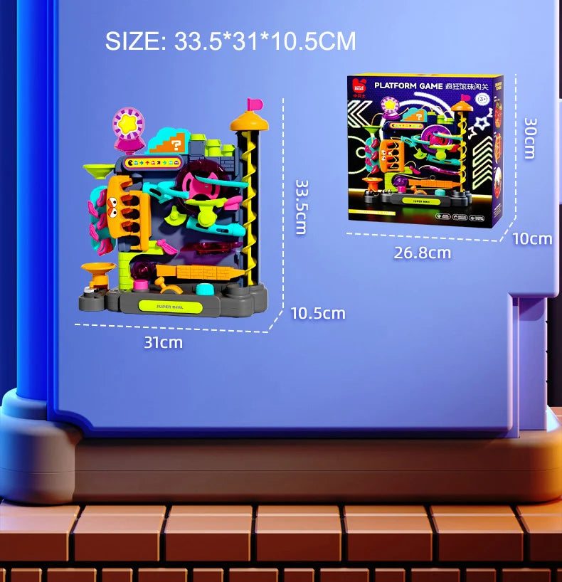 Educational Montessori Toy Multi-Layer Track Adventure Game Rail Rolling Ball Model Interactive Brain for Children Kids