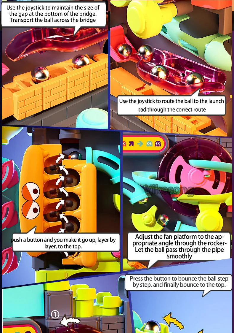 Educational Montessori Toy Multi-Layer Track Adventure Game Rail Rolling Ball Model Interactive Brain for Children Kids