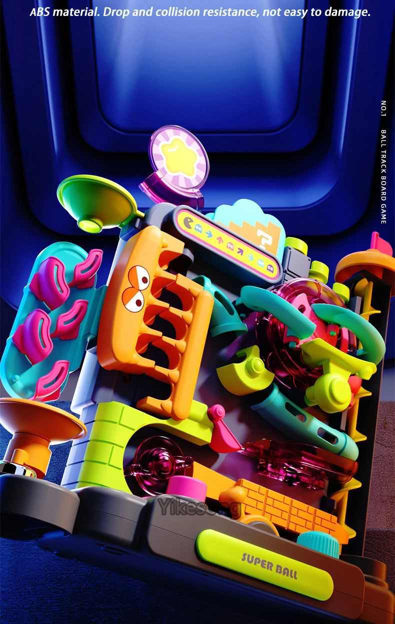 Educational Montessori Toy Multi-Layer Track Adventure Game Rail Rolling Ball Model Interactive Brain for Children Kids