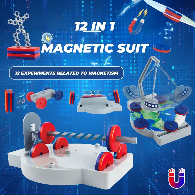 12 IN 1 Magnetic Science Making Material Kit Physical Experiment Explore Interest Cultivation Learning Educational Toys for Kids